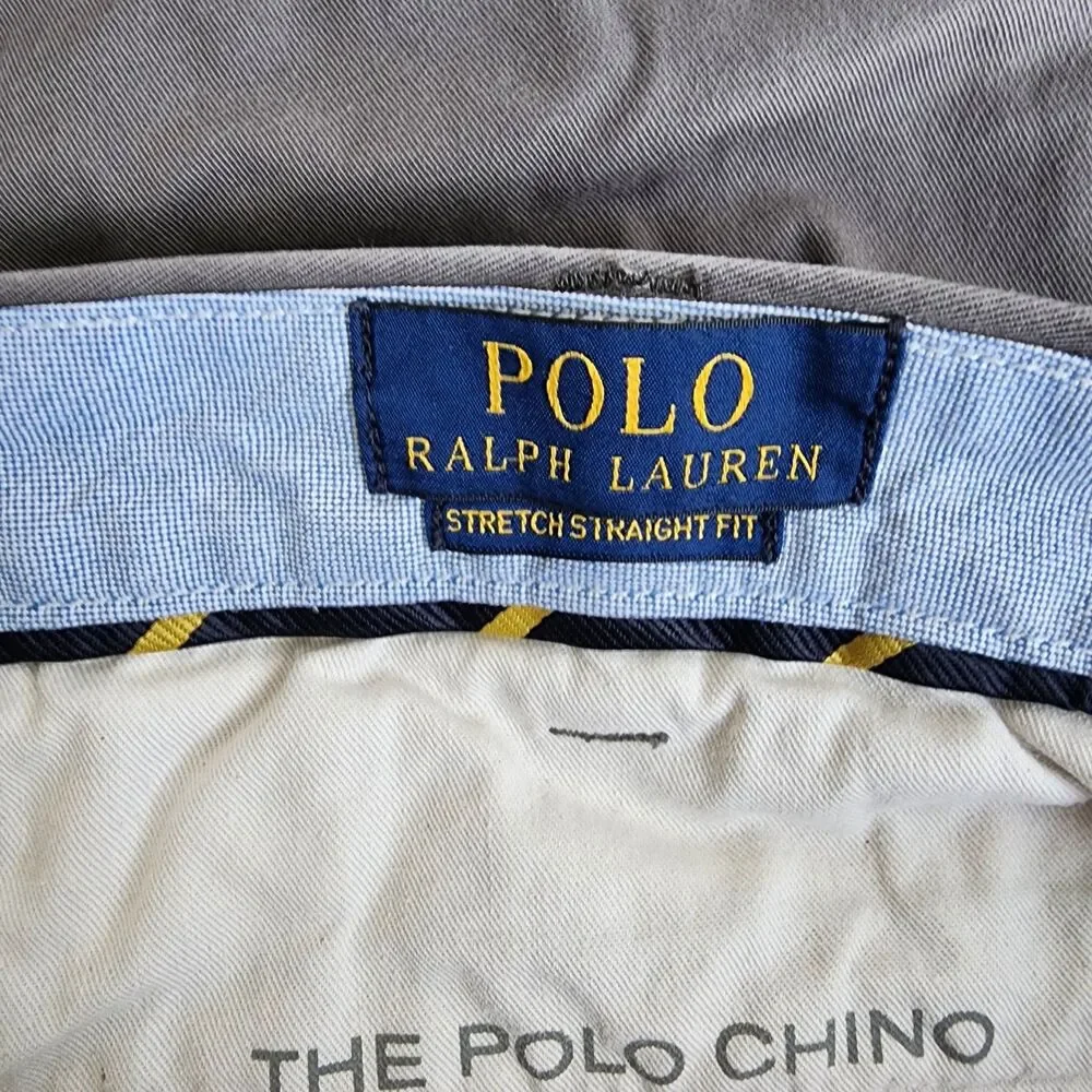 Polo Ralph Lauren Chino Pants 38x30 Straight Fit Stretch Twill Cotton Gray Men's